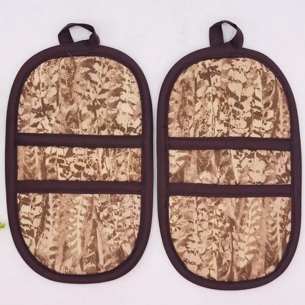 Set of 2 Finger Hotpad Potholders, Neutral Brown Tan 2 Piece Set